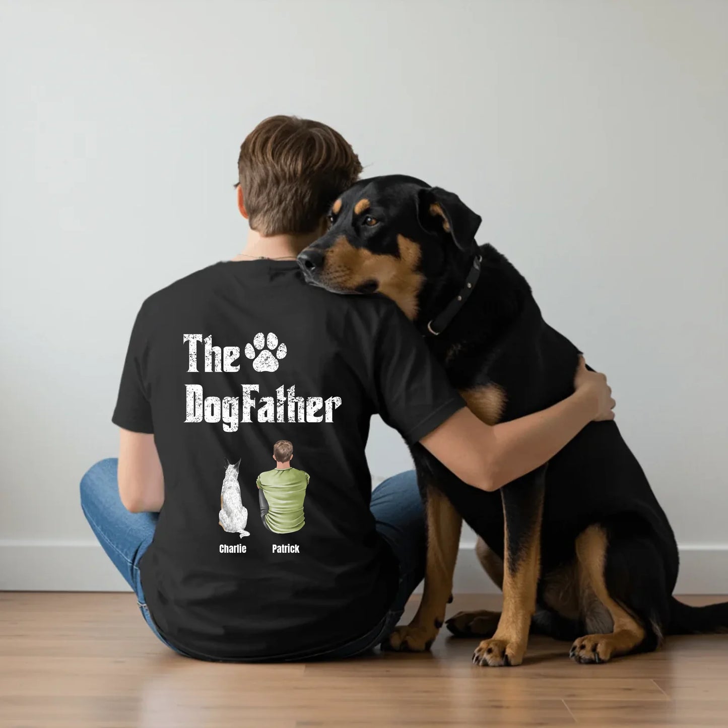 Man sitting with dog - Black