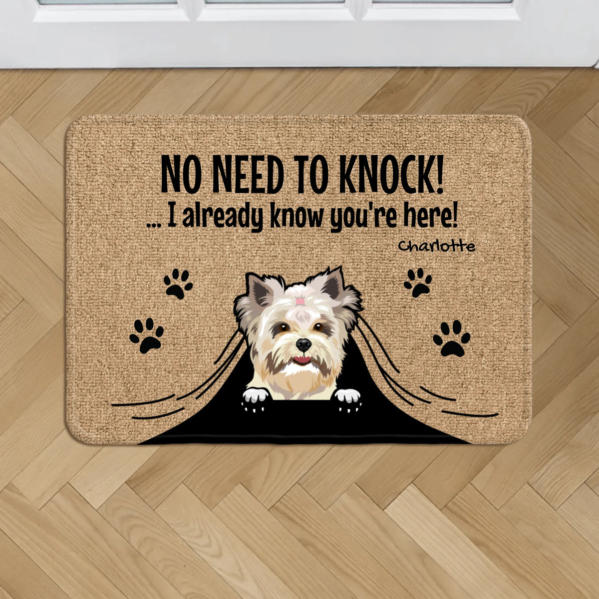 Personalized Doormat With Dog or Cat - No Need To Knock