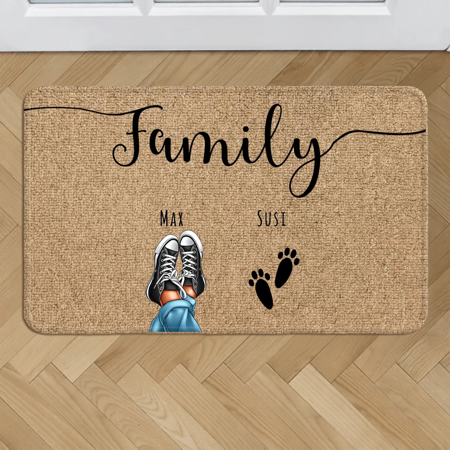 Personalized Doormat With Dog or Cat - Shoes and Paws