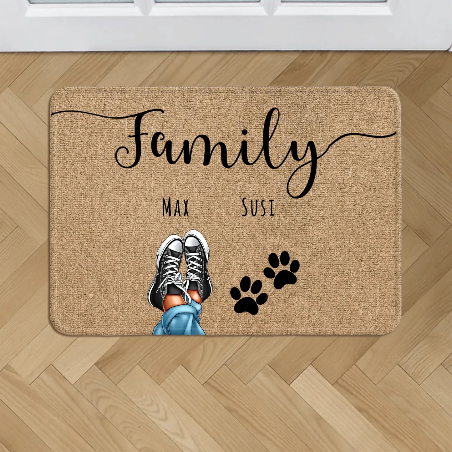 Personalized Doormat With Dog or Cat - Shoes and Paws