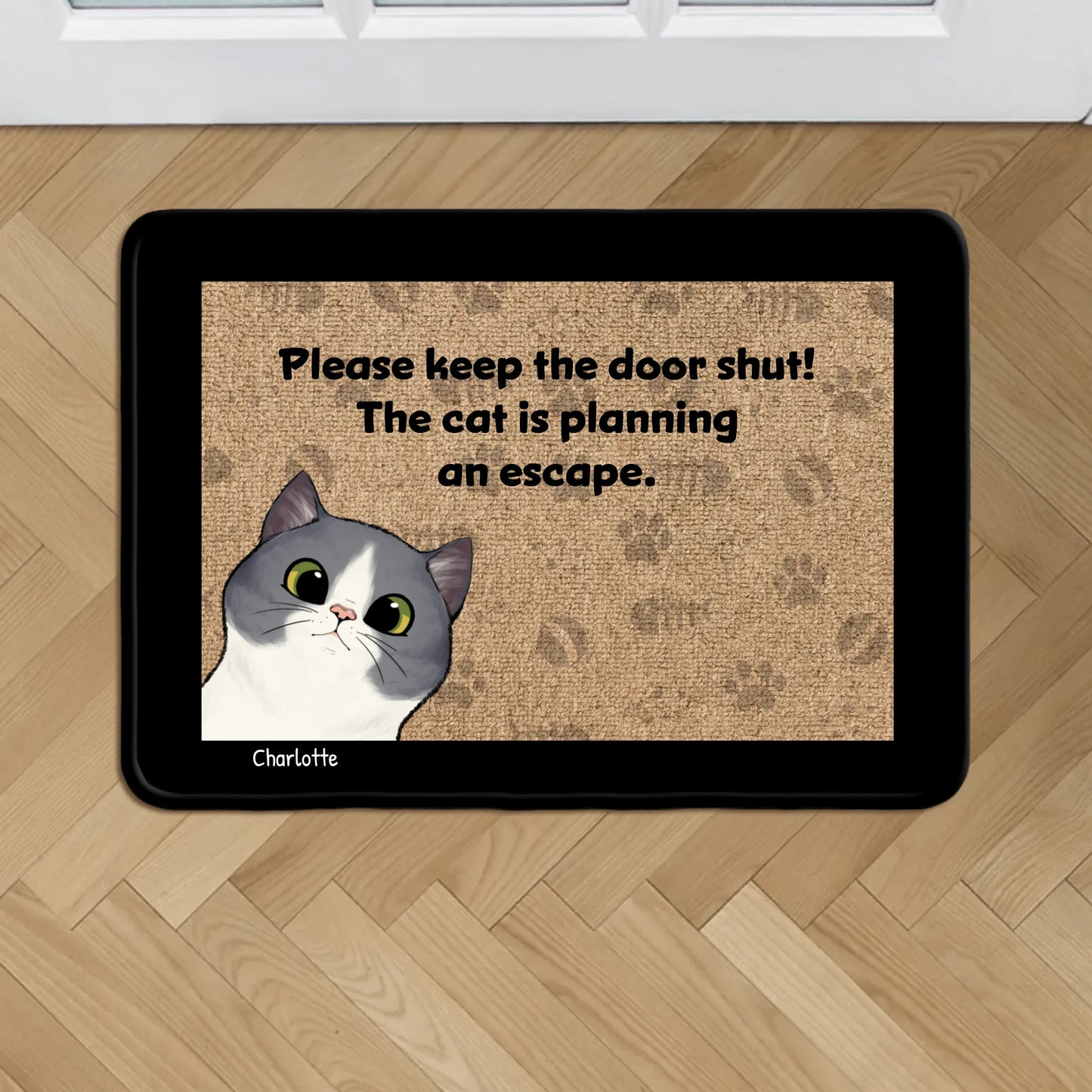 Personalized Doormat With Cat - Cats Plan An Escape