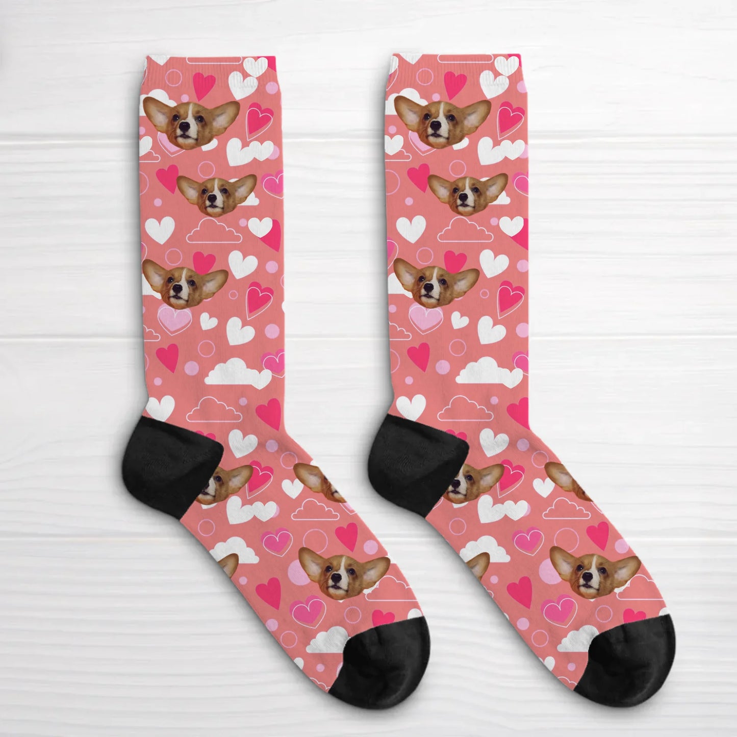 Personalized Socks With Dog Or Cat - Heart pattern