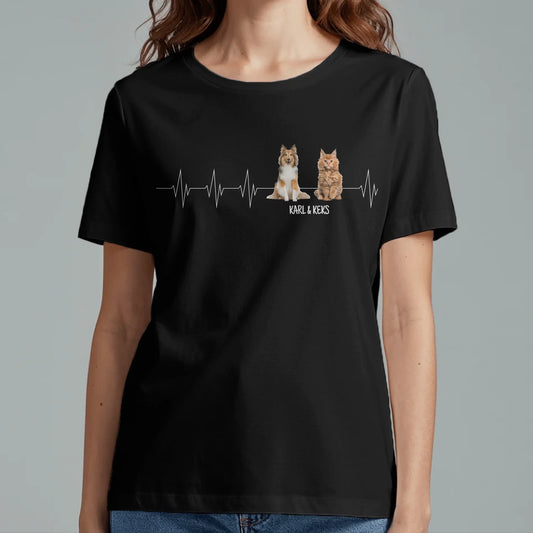 Personalized T-Shirt With Dog or Cat - Heartbeat