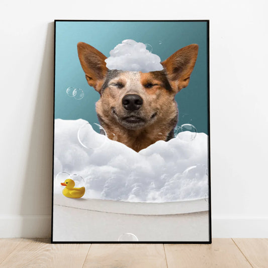 Personalized Poster With Dog or Cat - Fun In The Tub