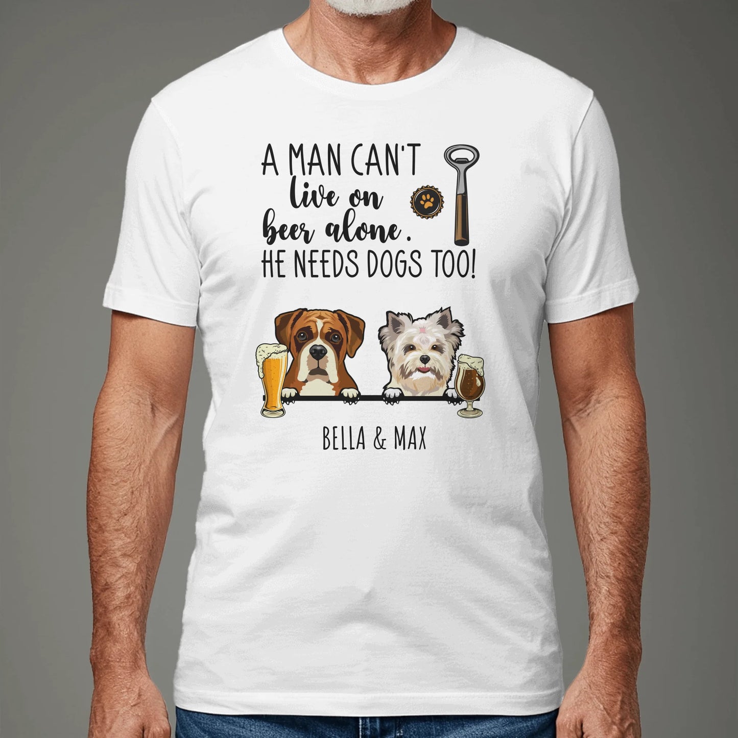 Personalized T-Shirt With Dog - Beer & Woof