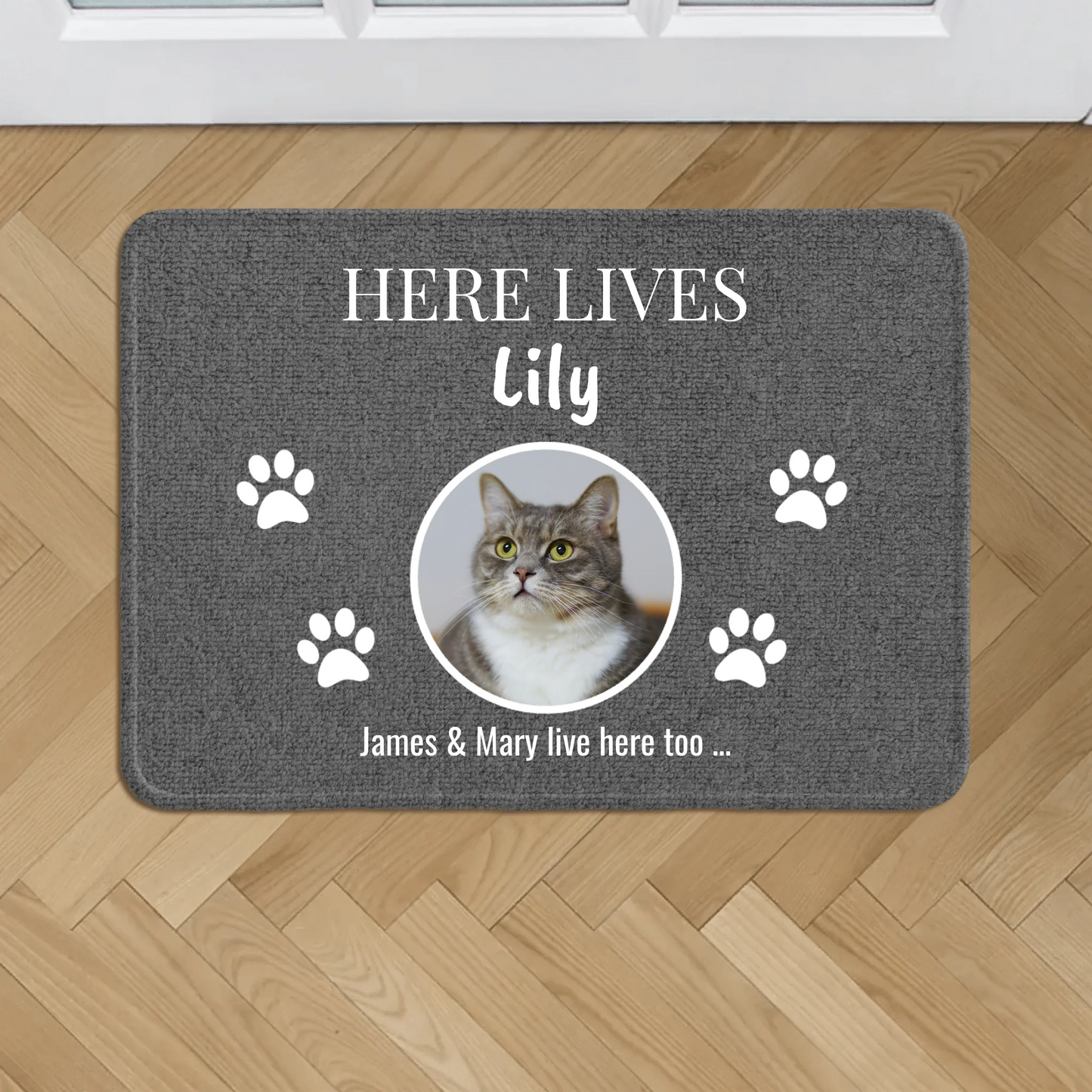 Personalized Doormat With Dog or Cat - Here Lives