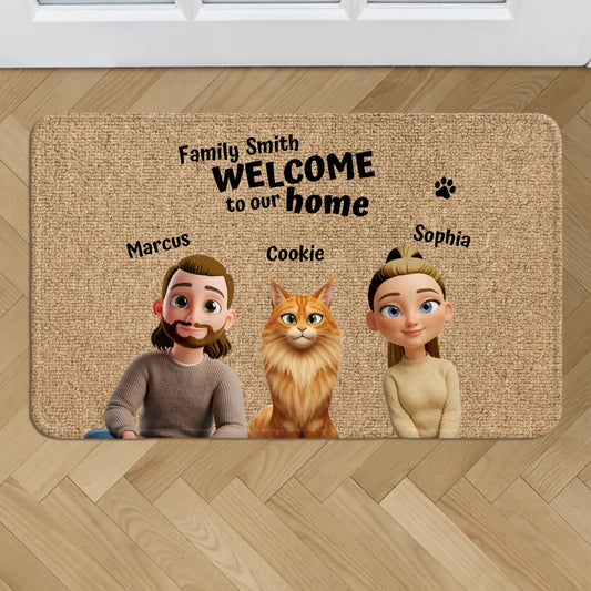 Personalized Doormat With Dog or Cat - Our Home