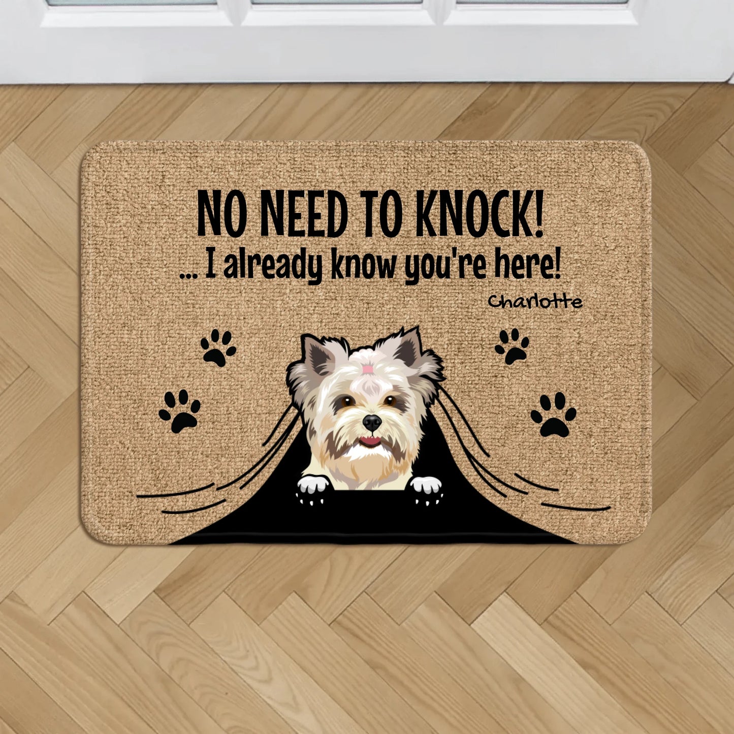 Personalized Doormat With Dog or Cat - No Need To Knock
