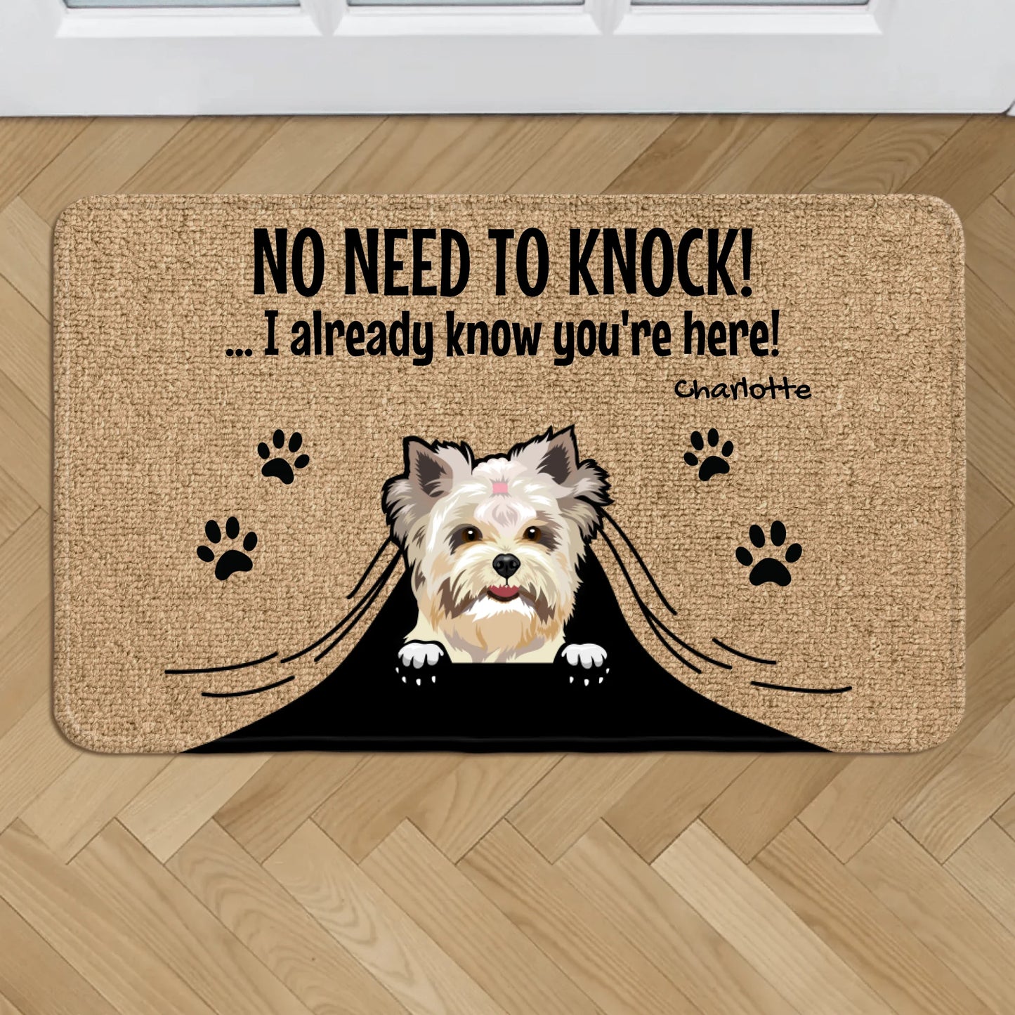 Personalized Doormat With Dog or Cat - No Need To Knock