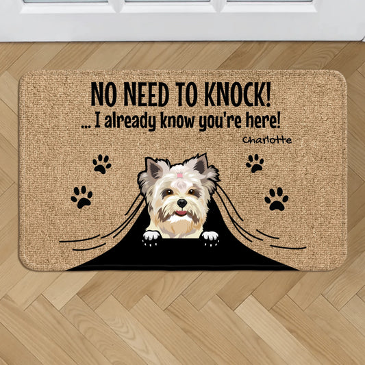 Personalized Doormat With Dog or Cat - No Need To Knock