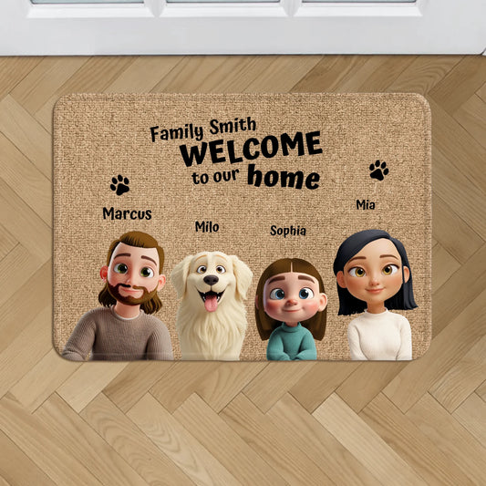 Personalized Doormat With Dog or Cat - Our Home