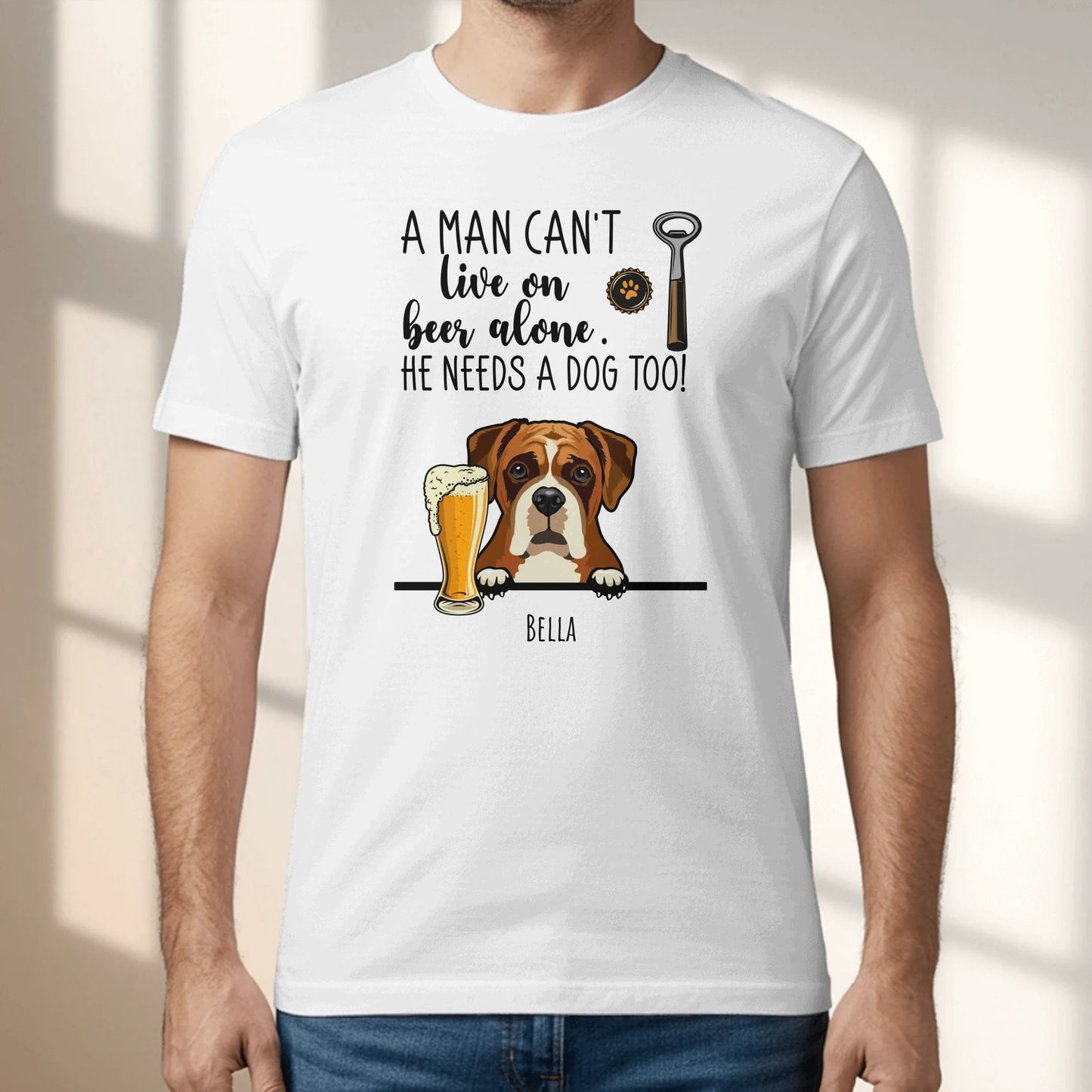 Personalized T-Shirt With Dog - Beer & Woof