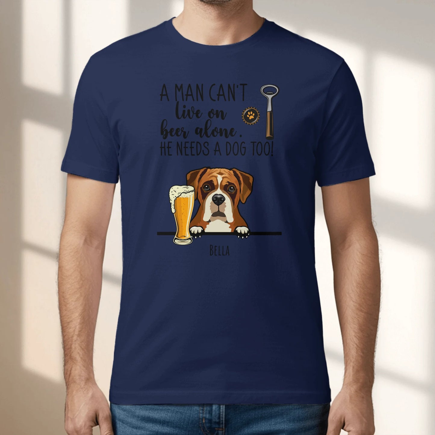 Personalized T-Shirt With Dog - Beer & Woof