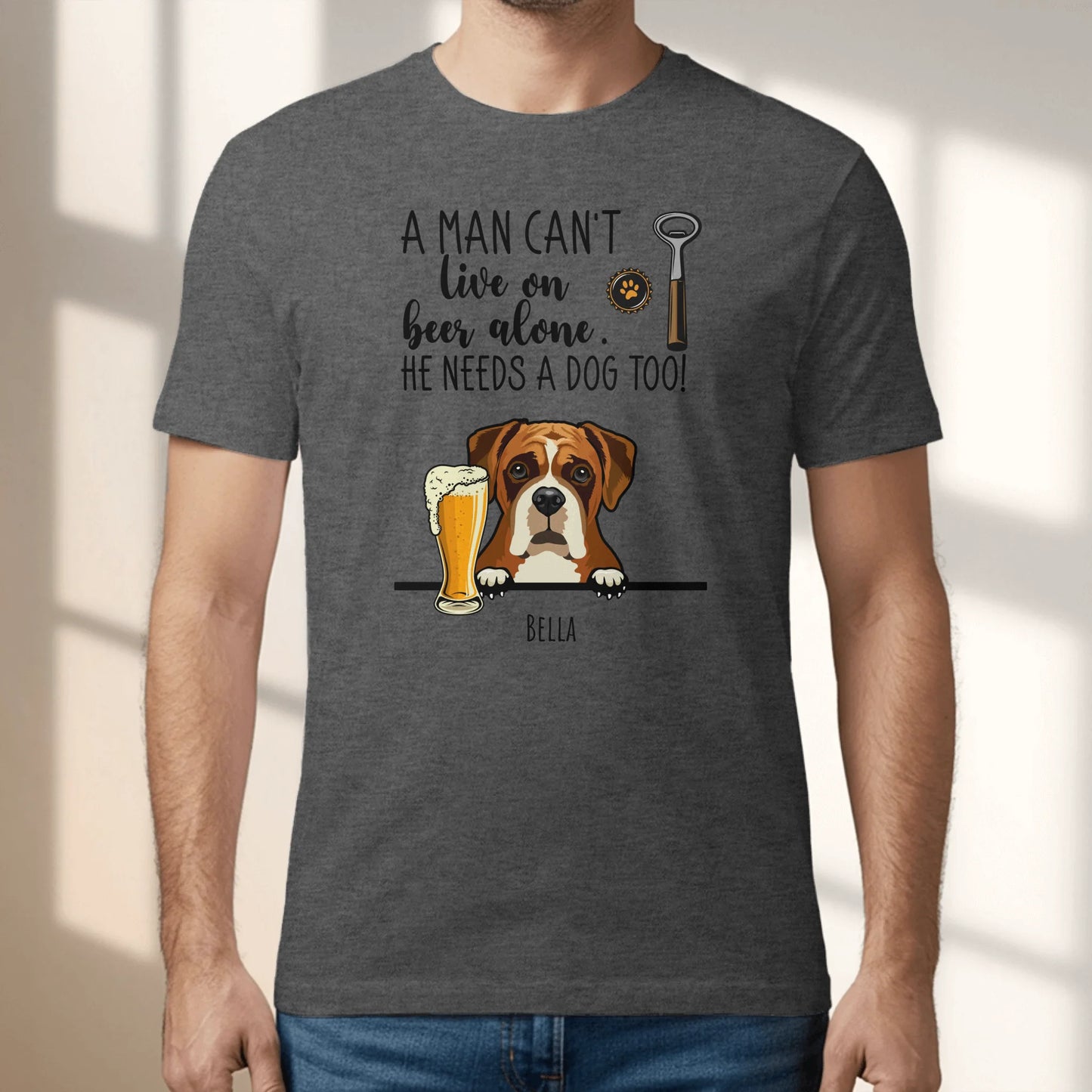 Personalized T-Shirt With Dog - Beer & Woof