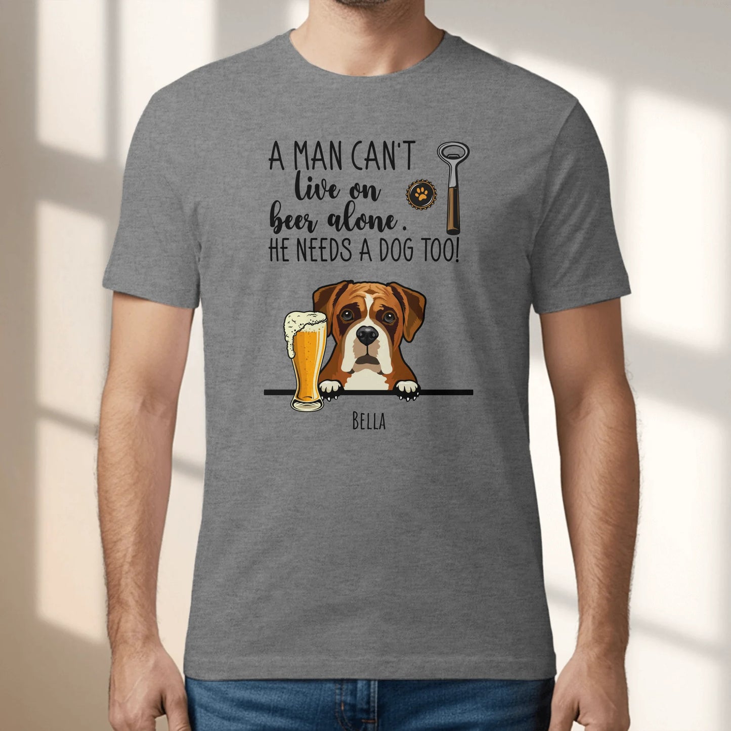 Personalized T-Shirt With Dog - Beer & Woof
