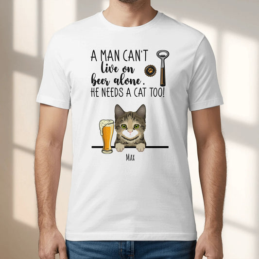 Personalized T-Shirt With Cat - Beer & Meow