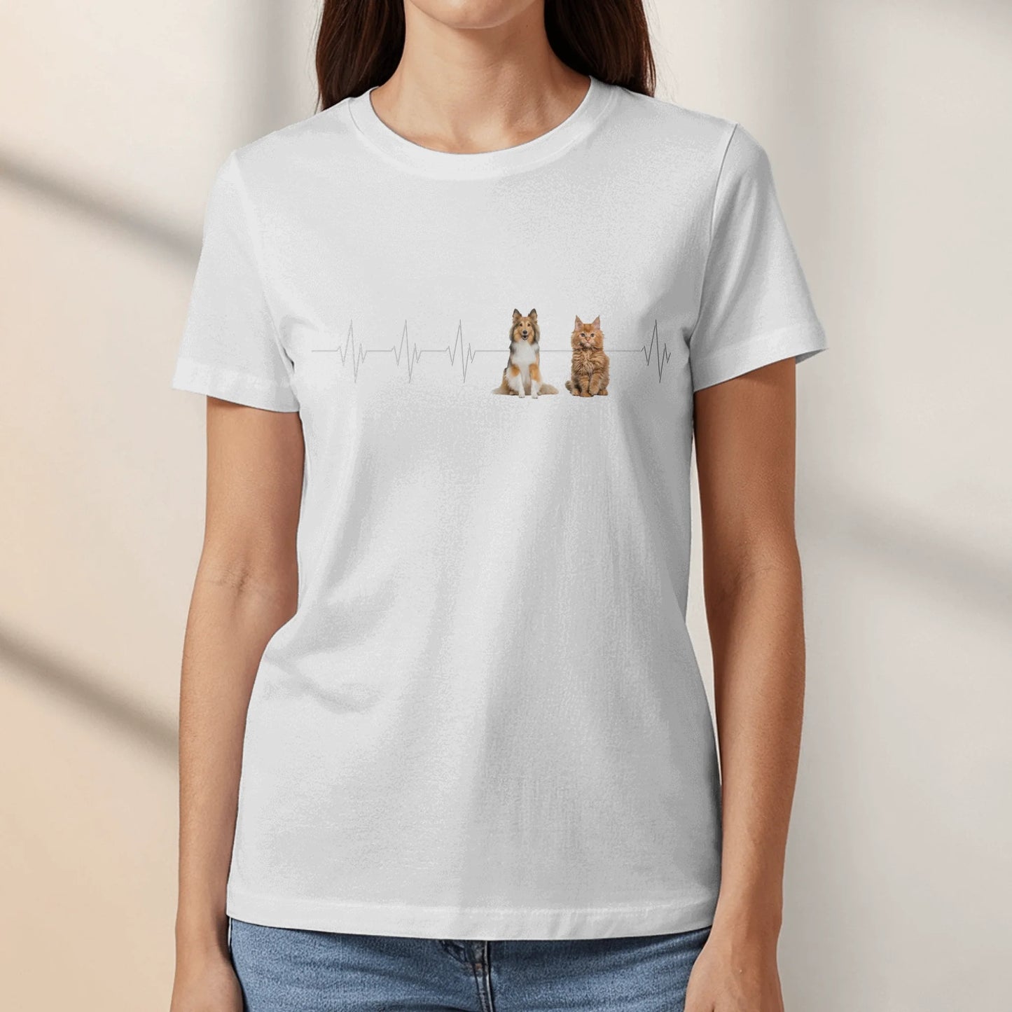 Personalized T-Shirt With Dog or Cat - Heartbeat