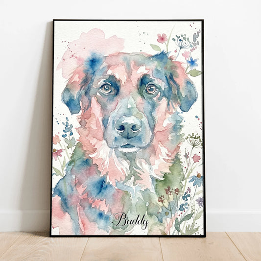 Personalized Poster With Dog or Cat - Watercolor