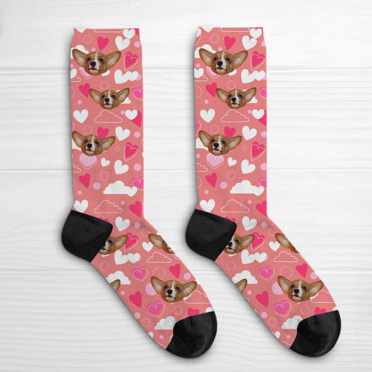 Personalized Socks With Dog Or Cat - Heart pattern