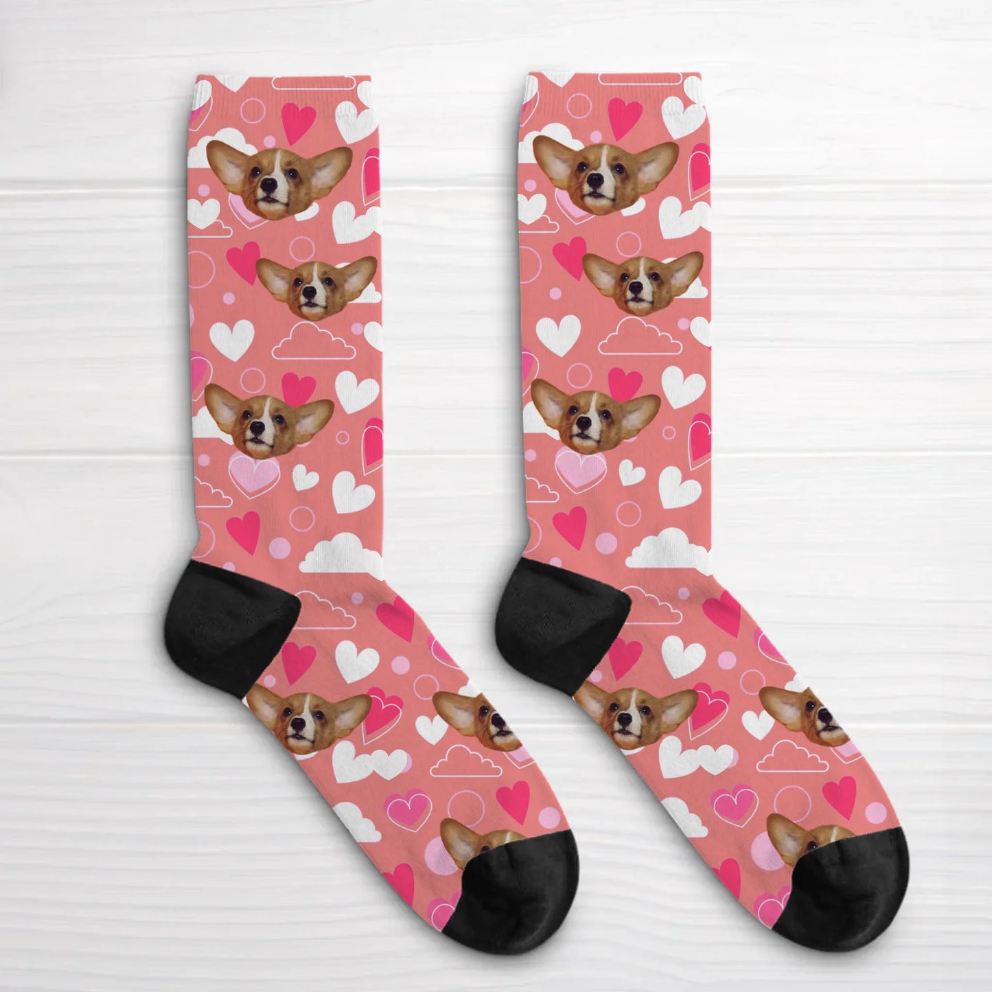 Personalized Socks With Dog Or Cat - Heart pattern